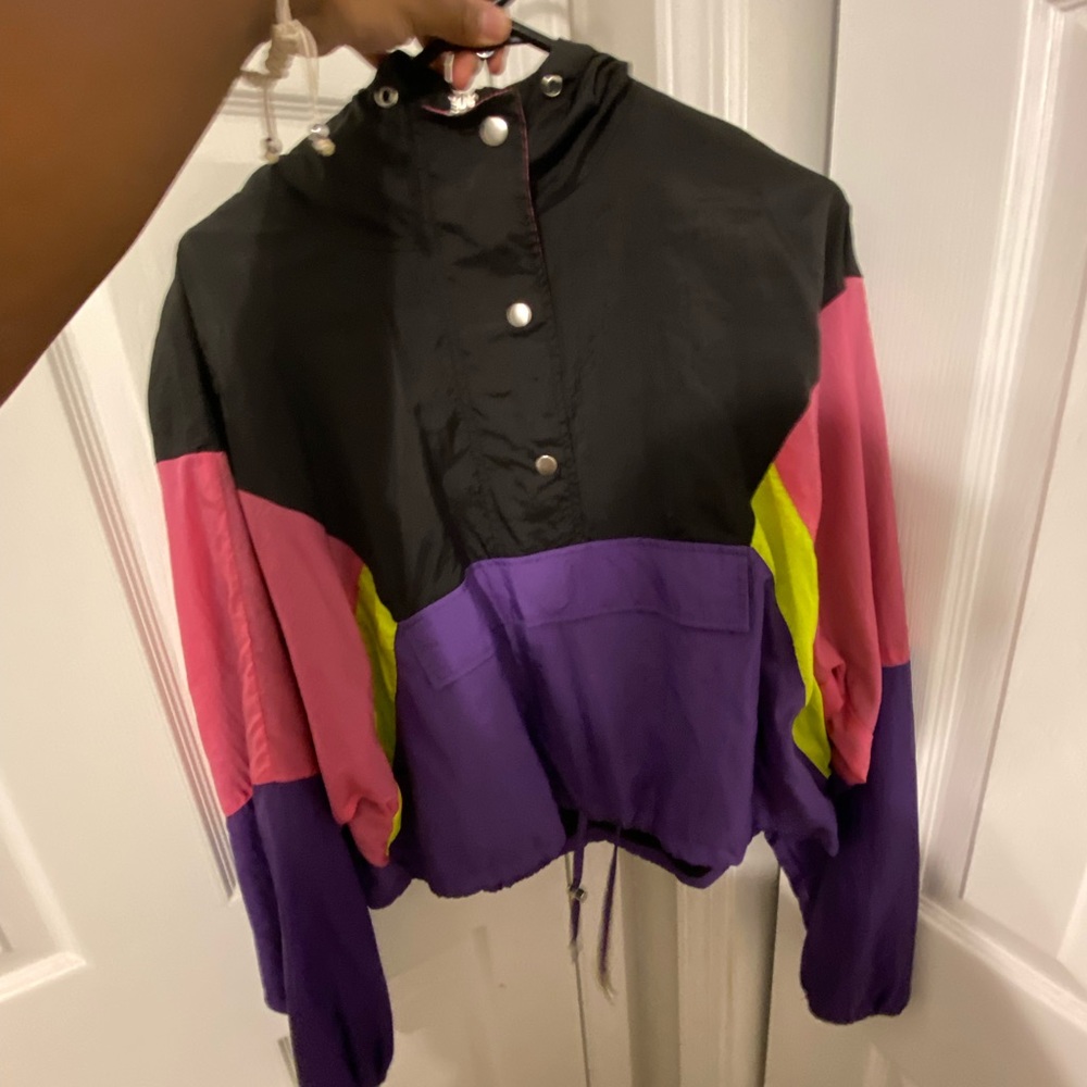 cropped windbreaker hoodie